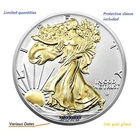 1 oz- AM SILVER EAGLE$1(Bu) /24KT Gold Gilded + In Holder (Different Dates)