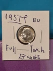 1957 SILVER  Roosevelt Dime   CHOICE/GEM CHOICE  BRILLIANT UNC  FULL TORCH LINES