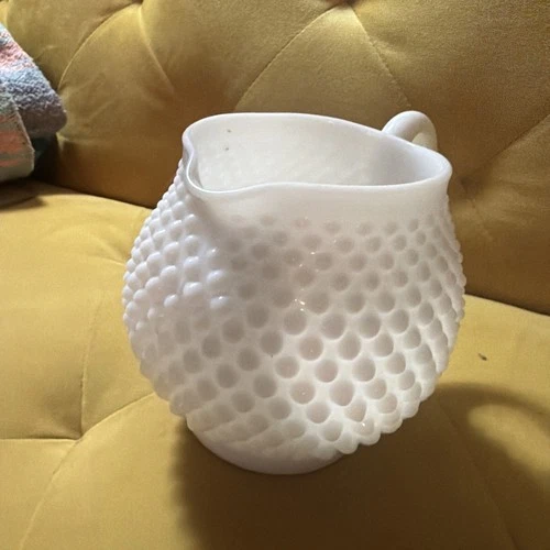 Fenton 1950's Hobnail Milk Glass Ball Pitcher Vintage White Rare