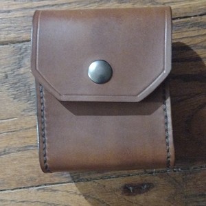 Handmade Brown Leather  Belt Loop Pouch Snap Closure 