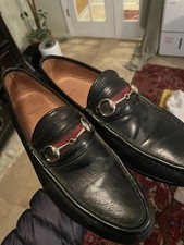 Vintage Gucci Horsebit Loafers Black Men 11.5 45 Leather Slip-On Dress Italy