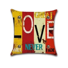 Love Plank Pillow Case 17 x 17 Cotton Linen Design Décor USA SHIPPER