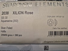 360 Sealed Package Swarovski AQUAMARINE HOTFIX 30ss 6mm 2038 2.5 Gross