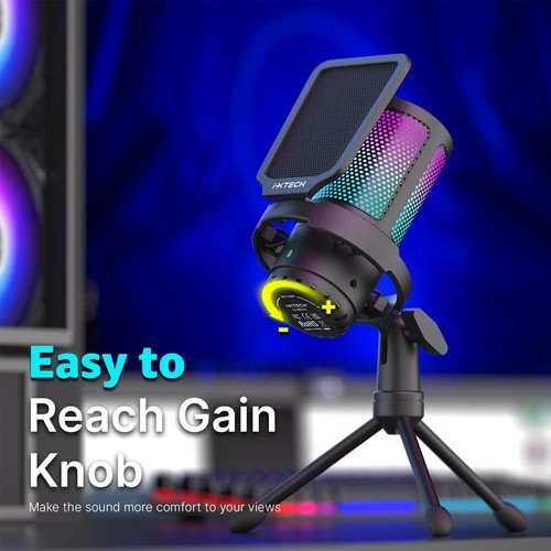 USB Gaming Microphone for PC, RGB Condenser Microphone with Tripod Stand, Pop... - Picture 3 of 9