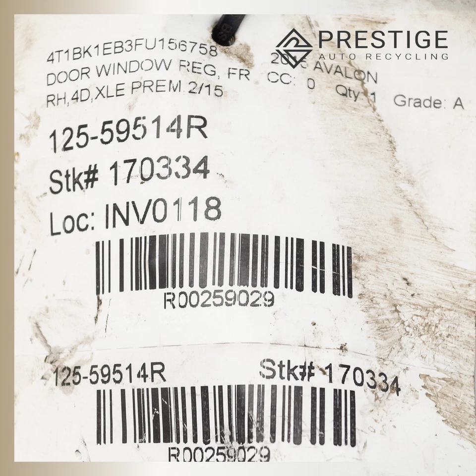 Regulador de ventana de puerta Toyota Avalon 2013-2018 con motor delantero derecho 69801-07030 Foto 4 de 4