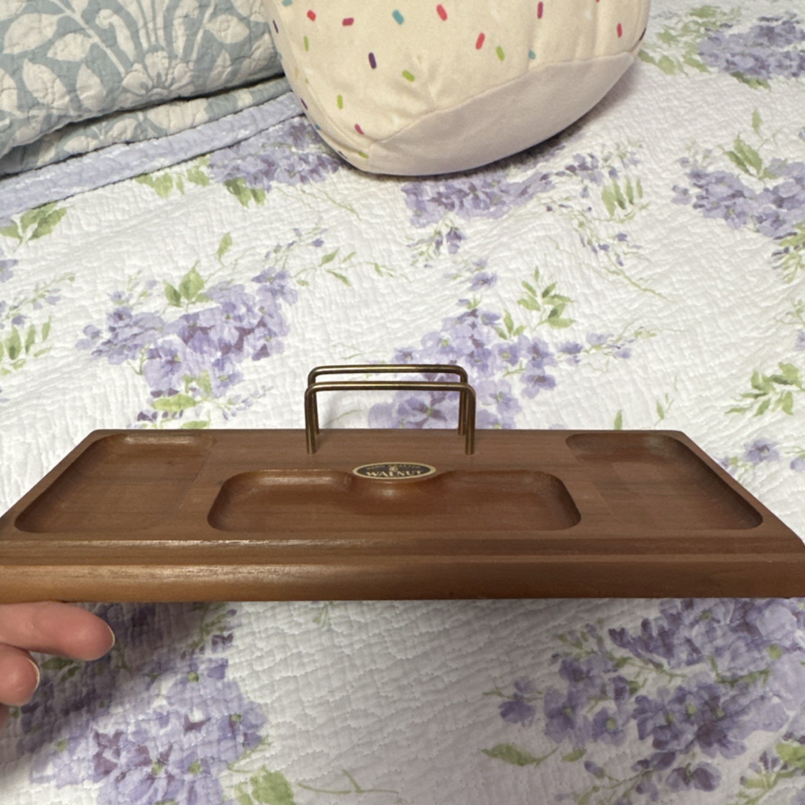 Vtg Solid Walnut Mid-Century Valet Organizer - image 4