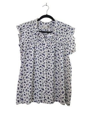Everleigh top Women's Blouse Blue Flowers Size Large