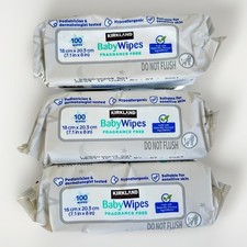 3 x Kirkland Signature Baby Wipes Ultra-soft Fragrance Free Hypoallergenic 100CT