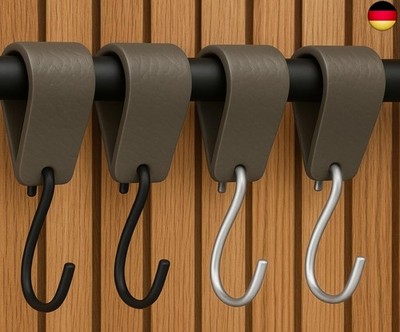 Brute Strength - S Haken Mit Lederschlaufe - Grau - 4X - 12,5 x 2,5 cm -