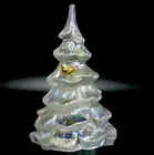 Fenton Christmas Tree White Iridescent with Gold Bird Vintage