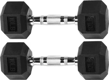 Rubber Coated Hex Dumbbell Weight Set and Storage Rack, 100LB or 150LB or 200LB​