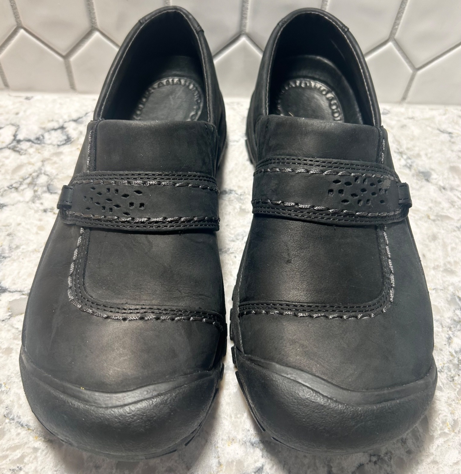 Scarpe Keen Kaci slip on donna taglia 8 5 mocassino pelle nero pieno fiore comode