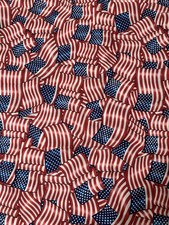 Fabric 18 X 42 Cotton Red White Blue Flags