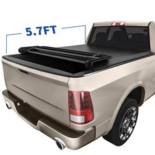 5.7ft 4-fold Tonneau Cover For 2009-2026 Dodge Ram 1500 Crew Cab Truck Bed Cover