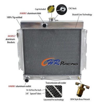 Für 1963-1969 68 Dodge Charger Dart Mopar Coronet Polara V8 AT Aluminum Kühler