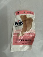 Peds Cotton Blend Foot Covers, Nude, Size Medium/Large, 3 Pair, New