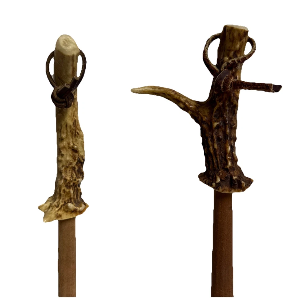 14” Set Antler Handle Wooden Serving Spoon & Spatula - Image 4 of 4