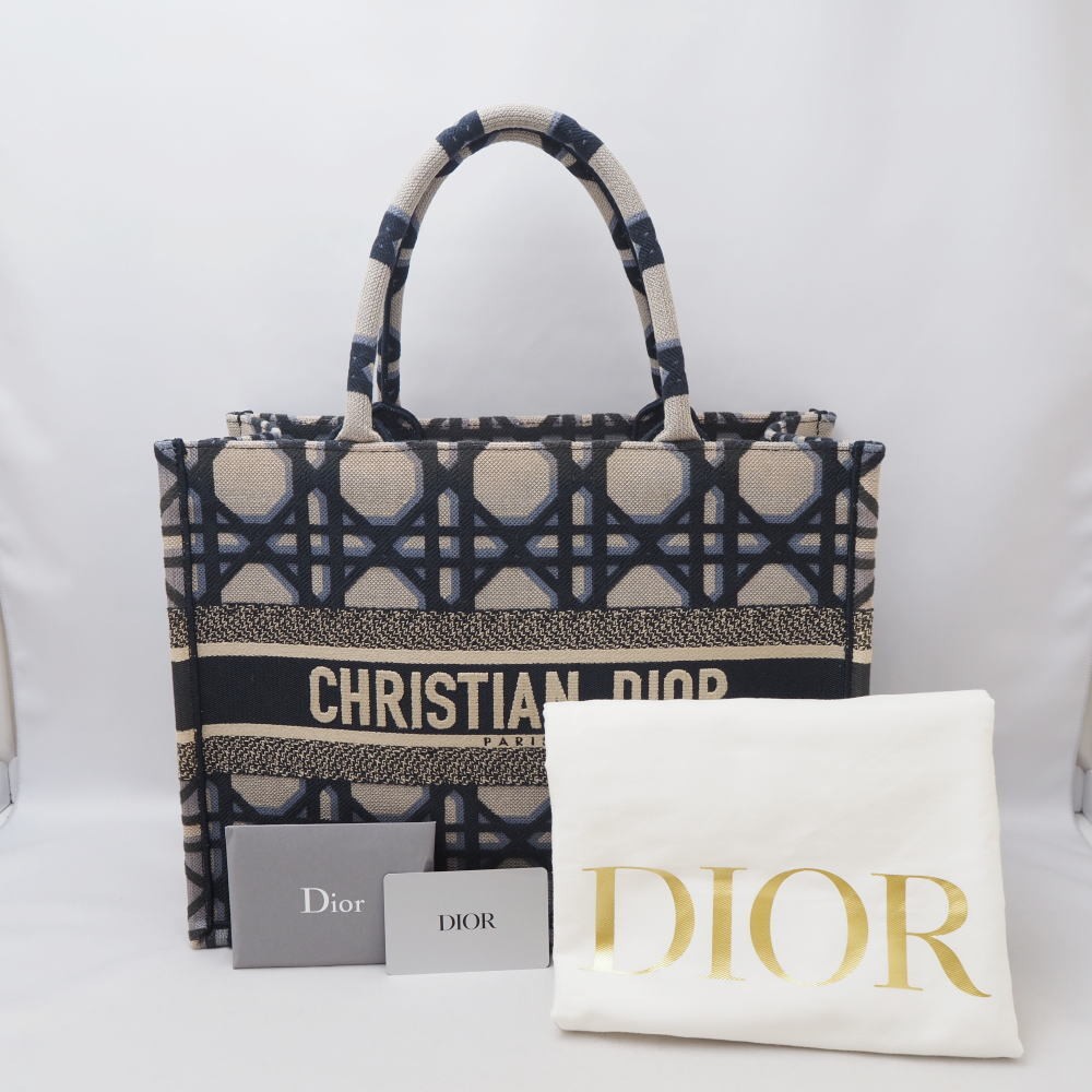 Dior Book Tote Medium Bag in Navy with Micro Canage Embroidery M1296ZZAU N 577208