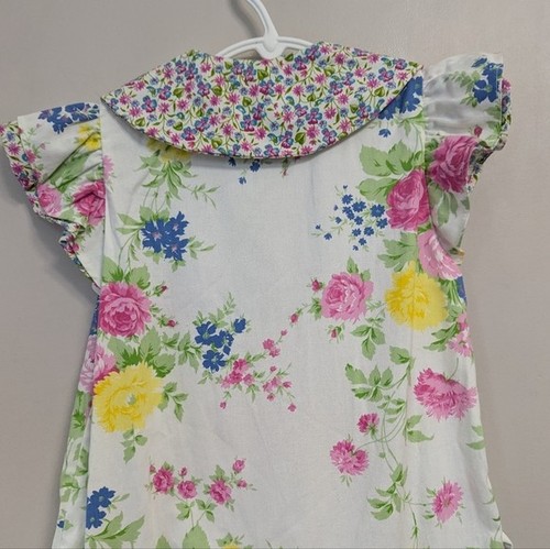 Vintage Floral Drop Waist Dress Peter Pan Collar 8 Girls Cottage Kawaii Dainty - Picture 8 of 12