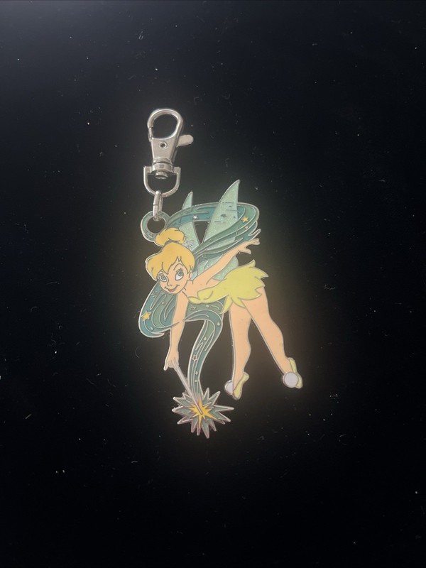 Disney Tinker Bell Glitter Wings Enamel Keychain Bag Charm Disney Parks
