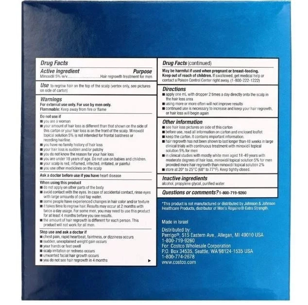 KIRKLAND Minoxidil 5% Extra Fuerza Hombres Solución para el Crecimiento del Cabello, Suministro para 6 Meses Foto 3 de 4