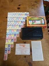 Puremco Chickenfoot Domino Set Open Box Dominoes Complete 9 Color Jumbo Dots