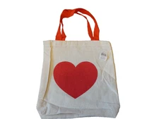 VALENTINES DAY HEART HOLIDAY REUSABLE ECO BAG TOTE 9 1/2" X 9 1/2" COTTON NWT