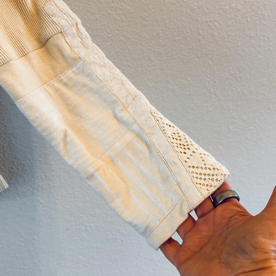 Top Sundance tejido gofre con puño de encaje cuello capucha para mujer XL Boho térmico Foto 4 de 4