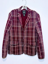 Buffalo by David Bitton Jacket Maroon Plaid Front Pockets Cotton Lined Mens Med