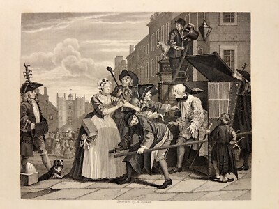 THE RAKES PROGRESS PROFESSORS 1833 WILLIAM HOGARTH ANTIK STAHLSTICH ENGRAVING 4