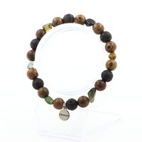 Steine Und Mineralien. Multicolor Turmalin Armband Aus Brasilien + Lavaperlen +