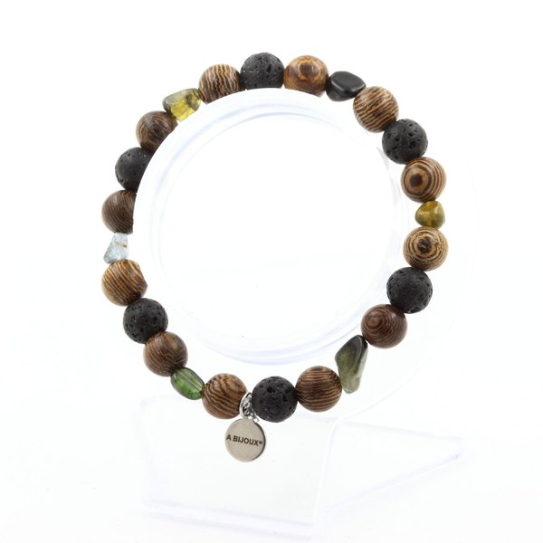 Steine Und Mineralien. Multicolor Turmalin Armband Aus Brasilien + Lavaperlen +-image