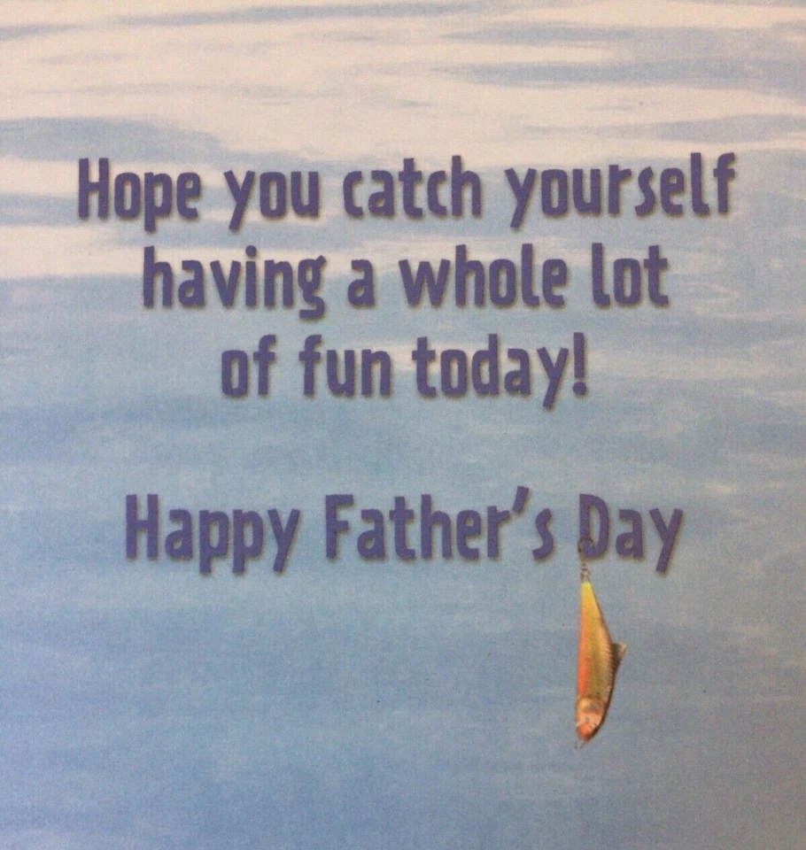 Leanin’ Tree Father’s Day Fishing Theme Greeting Card Fishing Rod Dog Net Dock - Image 3 of 4