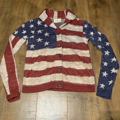 Denim & Supply Ralph Lauren USA Flag Knit Cotton Cardigan Womens