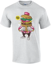 Vintage Burger Eating Burger Cannibal T-Shirt
