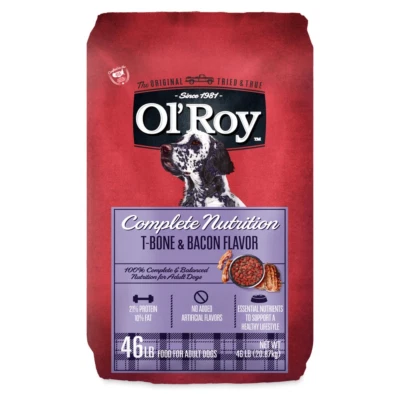 OL'ROY 2 Bags Ol' Roy Complete Nutrition T-Bone & Bacon Flavor Dry Dog Food, 46 lbs