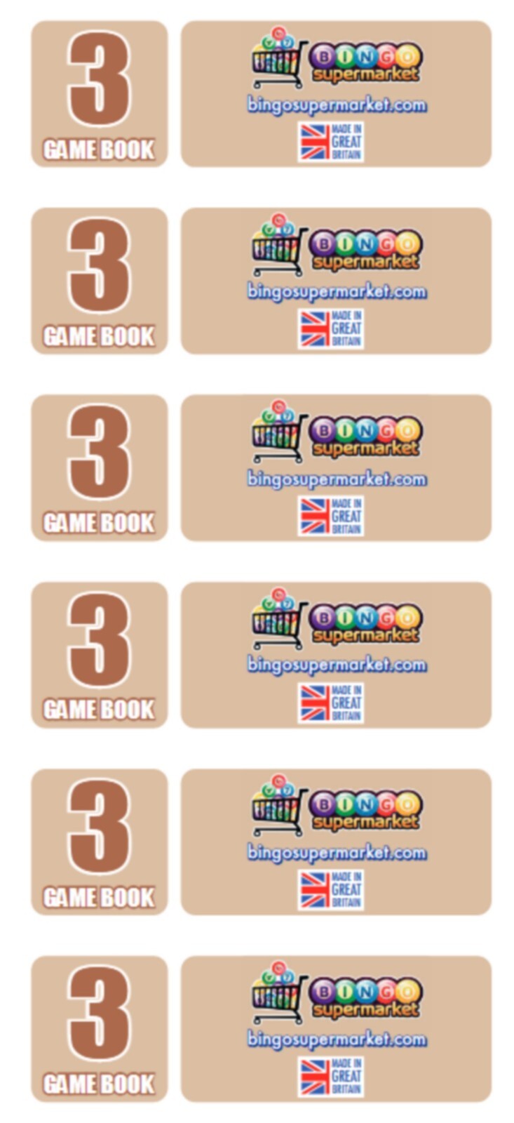 600 3 Page Games Bingosupermarket Tickets 6 To View 1-90 Bingo Cards Numbered