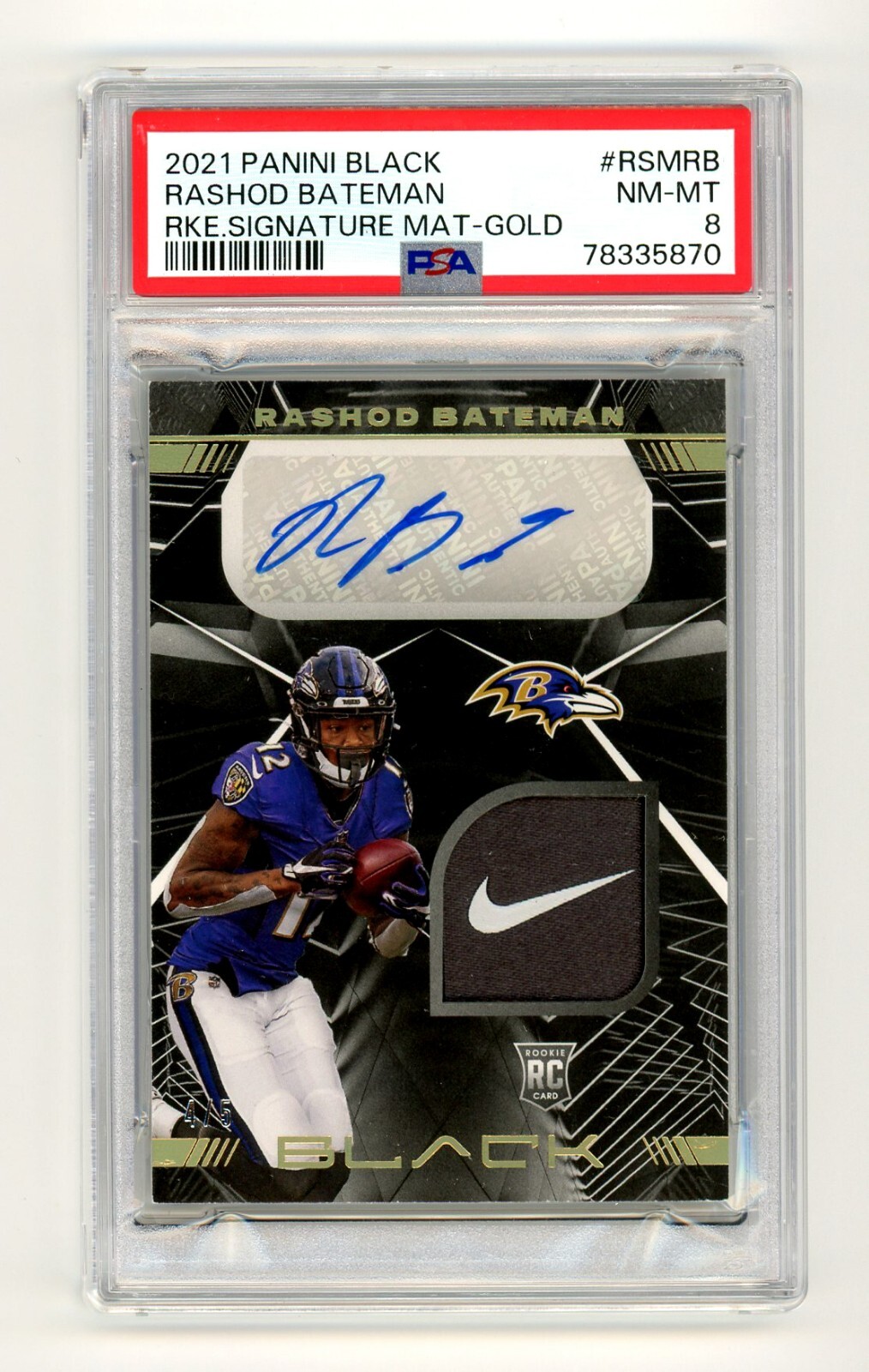 Rashod Bateman Panini Select Rookie Signature Memorabilia #RSMRBA Base