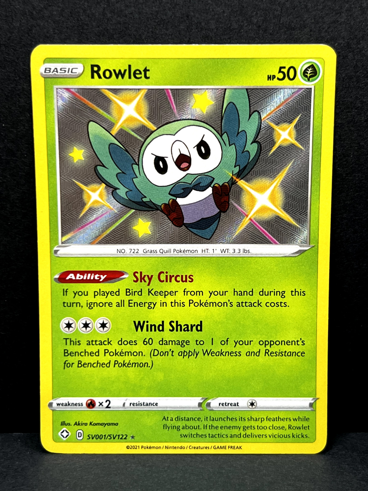 Pokemon TCG Rowlet SV001/SV122 Shining Fates SHINY Holo Rare Near Mint/Mint