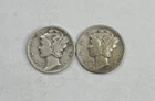 1942 P 1942 D Mercury Silver Dime VF Very Fine - 2 Coin Set