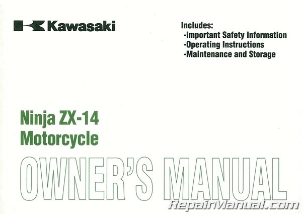 2008 Kawasaki ZX1400C Ninja ZX-14 Motorcycle Owners Manual