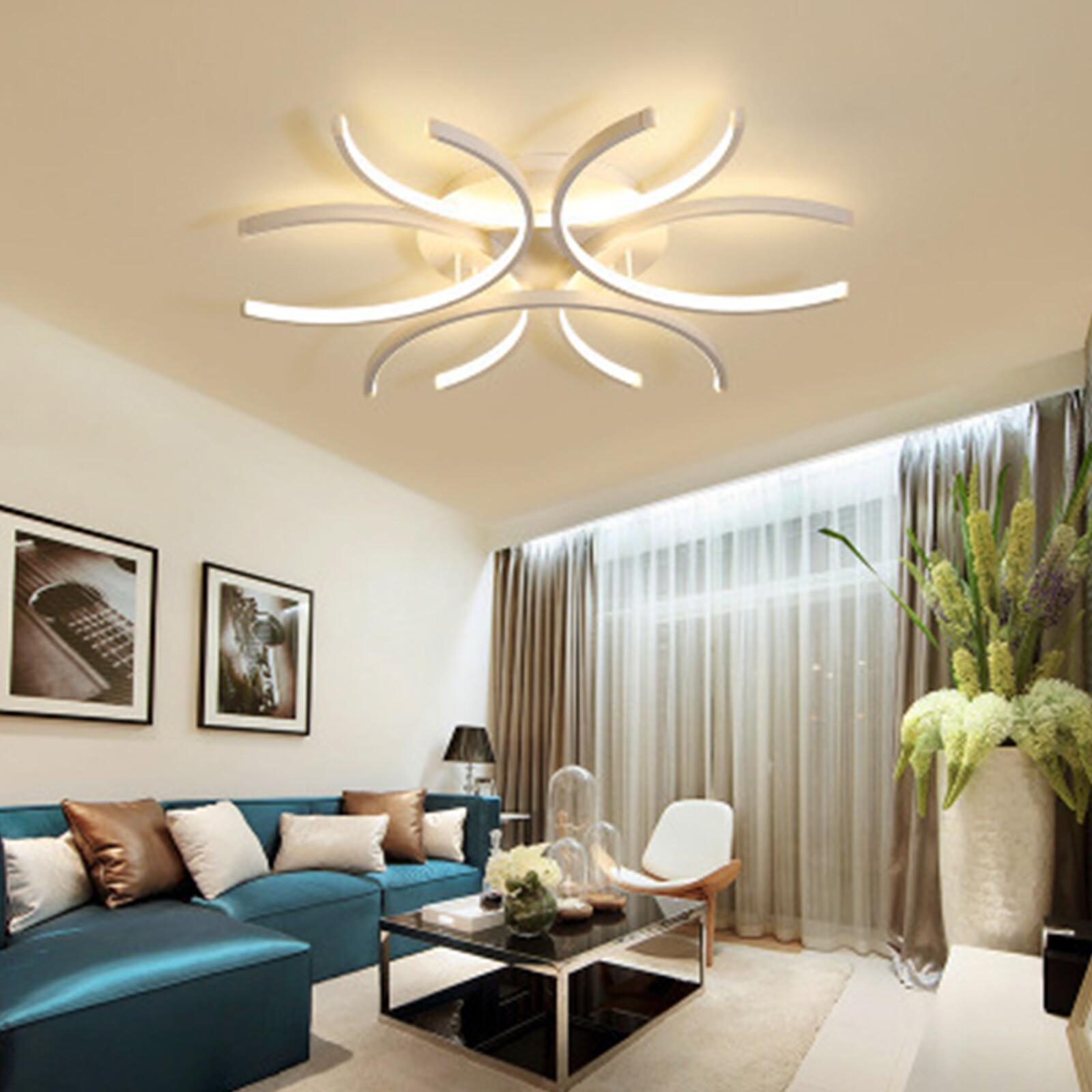 Modern LED Ceiling Light Dimmable Pendant Fixture Lamp Chandelier Living Room US
