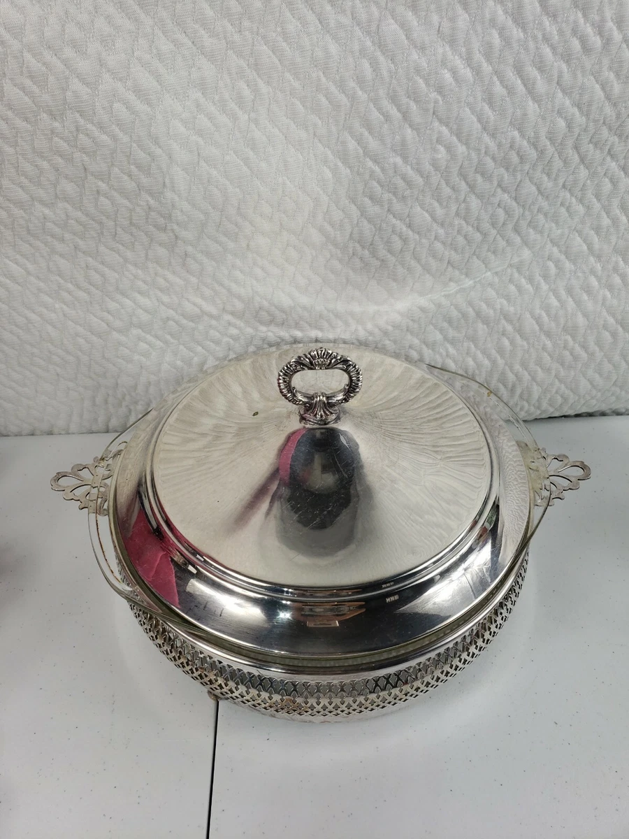 Silver plate top serving dishes