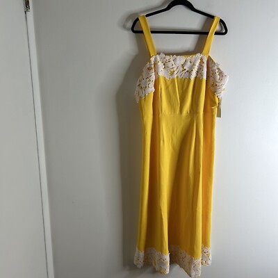ModCloth Dress Midi Early Morning Evermore Sundress Yellow Size 16 NWT Lace  | eBay