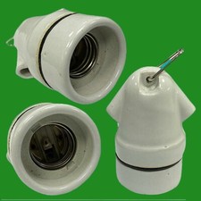 Glazed Ceramic Edison Screw E27 Light Bulb Holder ES Socket With Hook Easy Hang