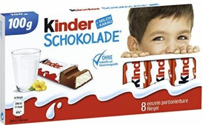 Ferrero Kinder Schokolade, 8 Riegel x 12,5g. 100g insgesamt
