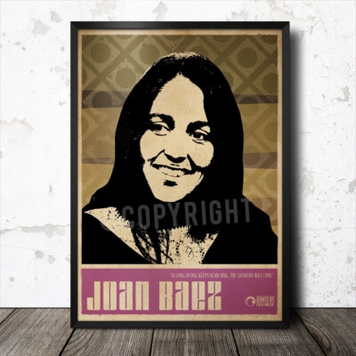 Joan Baez Volksmusik Kunst Poster 60er Bob Dylan Joni Mitchell Woody Guthrie