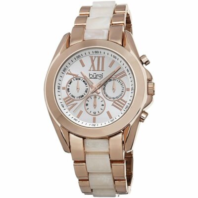NWT Burgi Watch Women's BUR094RG Swiss Quartz  Rose-tone Bracelet MSRP $465 