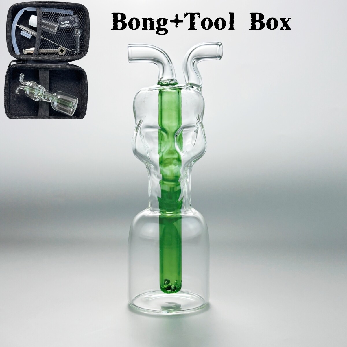 Mini Skull 4.5" Glass Water Pipe Bong Smoking Shisha Hookah Bubbler w/Tool Box