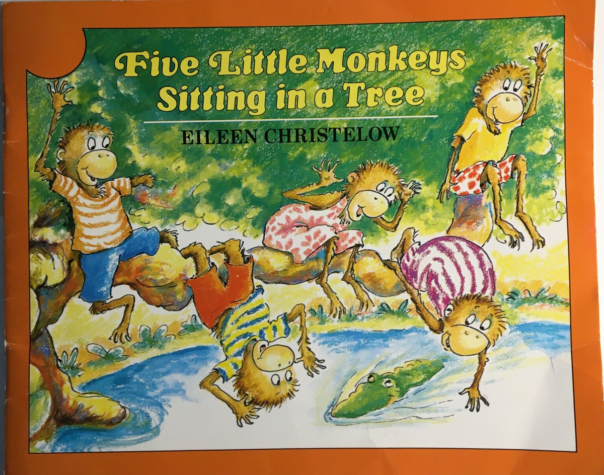 VINTAGE Author Signed Five Little Monkeys Sitting in a Tree